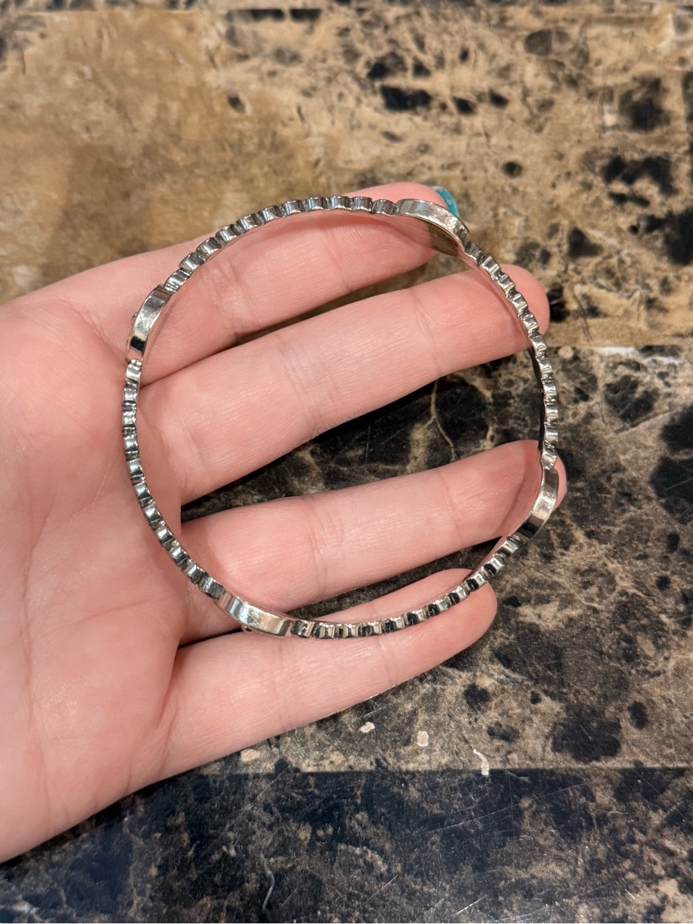 Brighton Mixed Metal Beaded Bangle Bracelet with Floral Medallions - Picture 7 of 9
